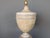 Vintage Hollywood Regency tessellated marble and faux travertine plaster chalice. This glamourous chalice is in excellent...
