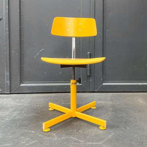 Vintage Yellow Wooden Desk Chair For Sale - Image 11 of 18