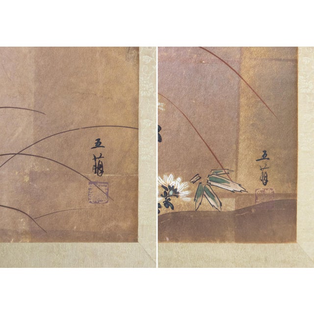 1950-1960s Showa Era Pair of Painted Japanese Byobu Screens For Sale - Image 14 of 18