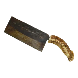 Early 20th Century Primitive Kitchen Cleaver With Antler Handle, Made in Hong Kong