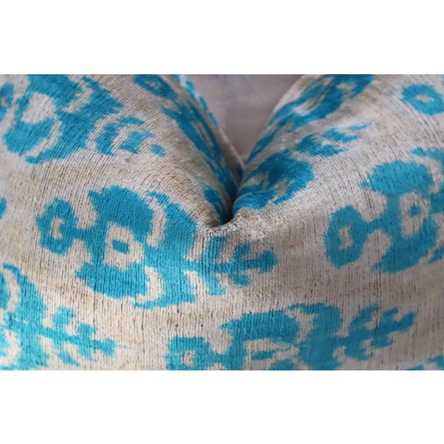 Contemporary Handmade Blue Velvet Throw Pillow & Down Insert For Sale In San Francisco - Image 6 of 10