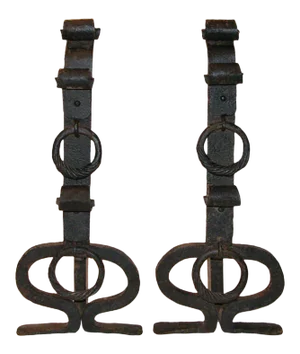 Antique Andirons - Arts and Crafts Style - A Pair