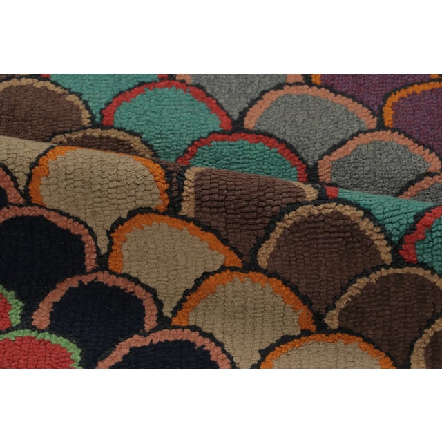Antique Hooked Rug With Folk Art Geometry & Bright Color Play - Rug & Kilim For Sale In New York - Image 6 of 7