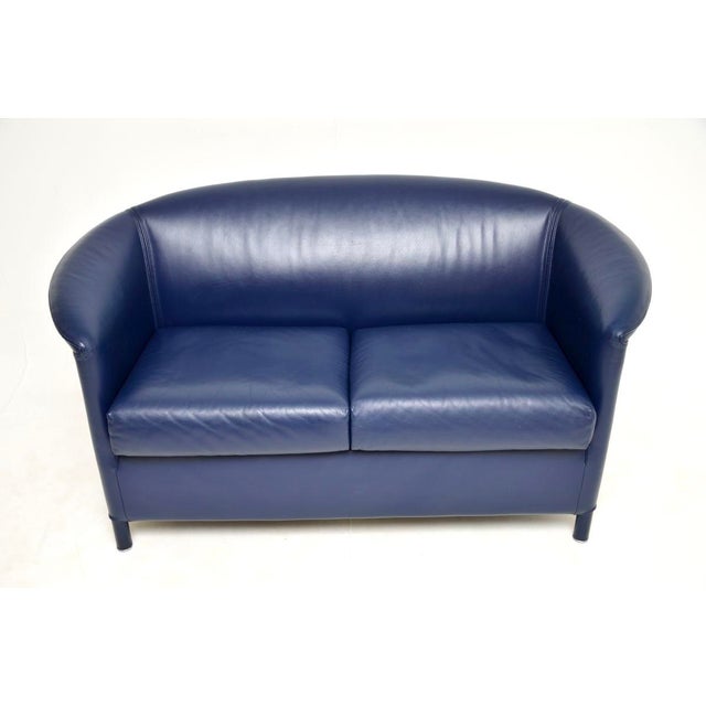 Blue Vintage Two-Seater Sofa in Leather from Wittmann, 1980 For Sale - Image 8 of 12