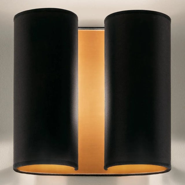 Modern Satin Black (Bl) Metalwork With Shade in Black With Brushed Copper Lining Wall Light For Sale - Image 3 of 6