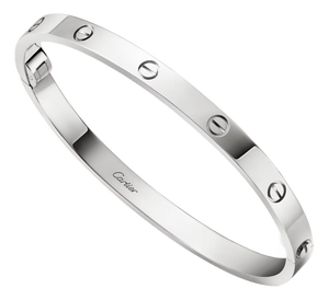 Cartier, Love Medium Model Bangle Bracelet, 18k White Gold, Size 18