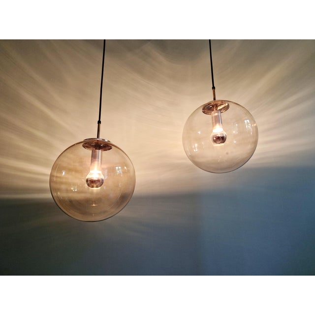 Space Age Pendant Light in Smoked Glass by Glashütte Limburg, 1970 For Sale - Image 14 of 16