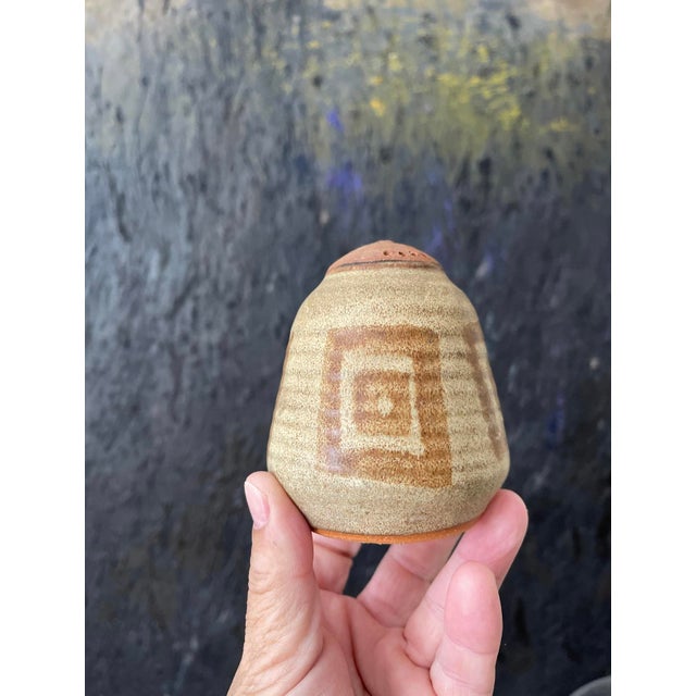 1980s Pair of Studio Pottery Salt and Pepper Shakers For Sale - Image 4 of 9