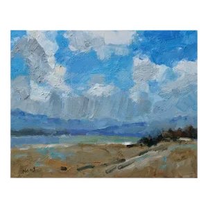 Desert Rain Abstract American Southwest Desert Landscape – Oil Painting