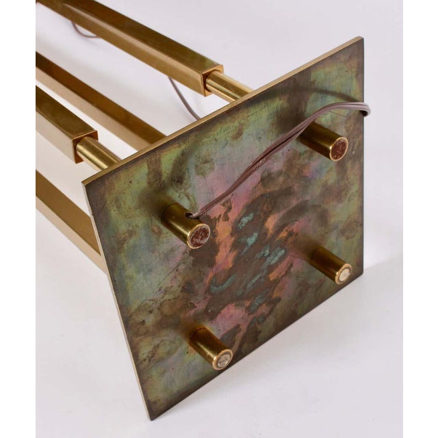 Tall Stiffel Four Column Brass Table Lamp often attributed to Tommi Parzinger. Featuring an architecturally designed four...