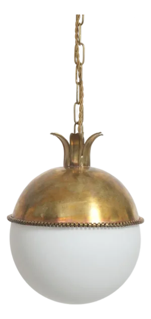 Granada Brass and Opaline Pendant Lamp by Barracuda Interiors