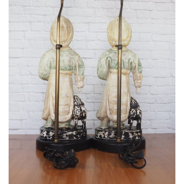 Vintage Carved Wood Asian Figural Lamps Pair Chairish