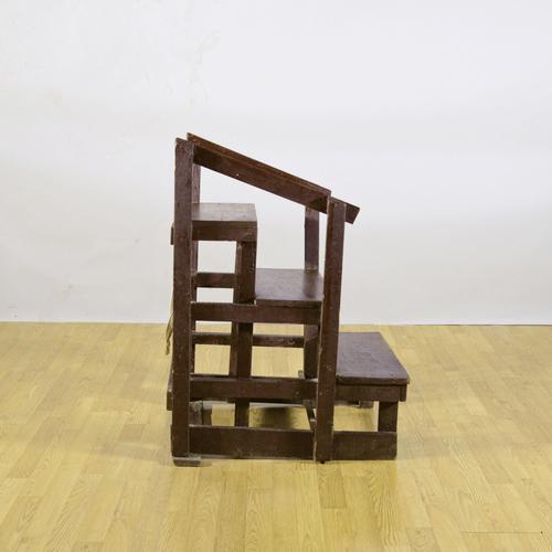 Antique Repainted Wooden Library Staircase, Late 19th Century For Sale - Image 9 of 9