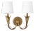 Regina Andrew River Reed Sconce Double, Antique Gold Leaf with Natural Linen Shade For Sale