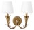 River Reed Sconce Double, Antique Gold Leaf with Natural Linen Shade For Sale