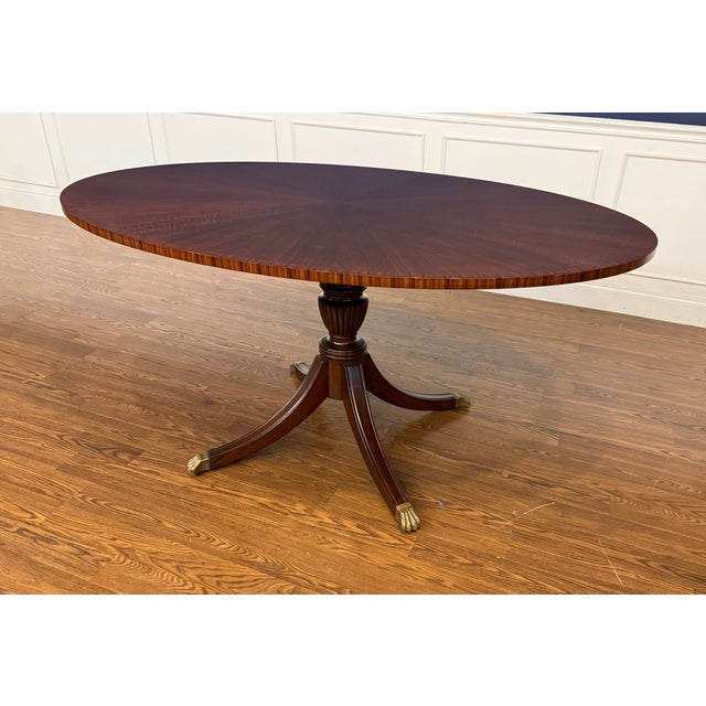Leighton Hall Furniture Oval Walnut Dining/Breakfast/Foyer/Game Table by Leighton Hall - Showroom Sample For Sale - Image 4 of 8