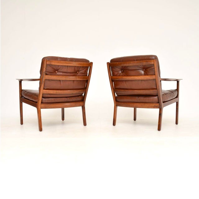 Vintage Scandinavian Leather Armchairs from Frederik Kayser, 1960s, Set of 2 For Sale - Image 4 of 11