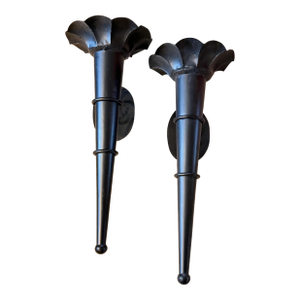 Large Black Toleware Sconces-a Pair