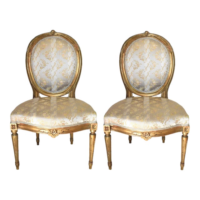 Antique 18th-Century French Gilt Chairs - a Pair For Sale