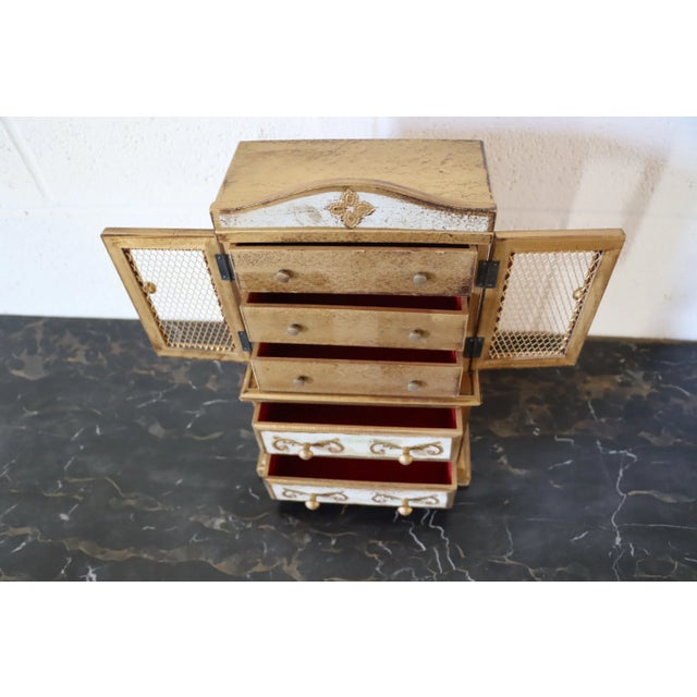 Italian Florentine Miniature Armoire Jewelry Box *giltwood *Made in Italy