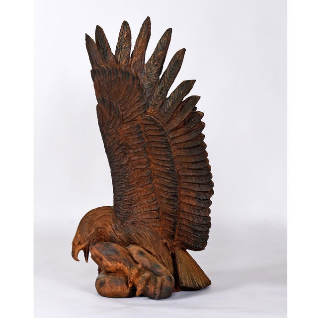 1960s Monumental Hand-Carved Redwood Eagle With Serpent, American Folk Art, 1960's For Sale - Image 5 of 10