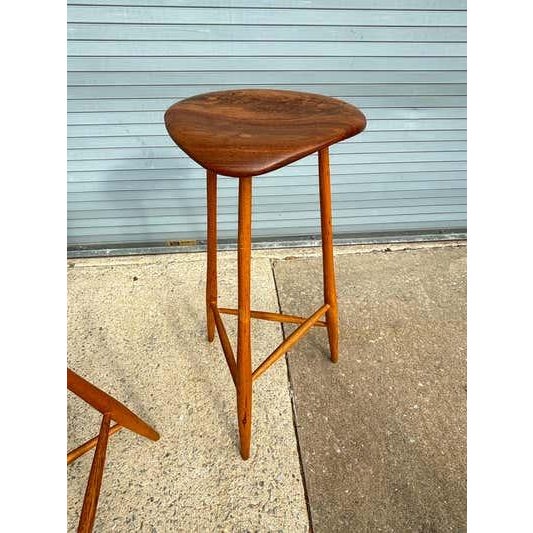Brown Late 20th Century Horace B. Hartshaw Walnut Stools/ Handcrafted /Wharton Esherick Style For Sale - Image 8 of 13