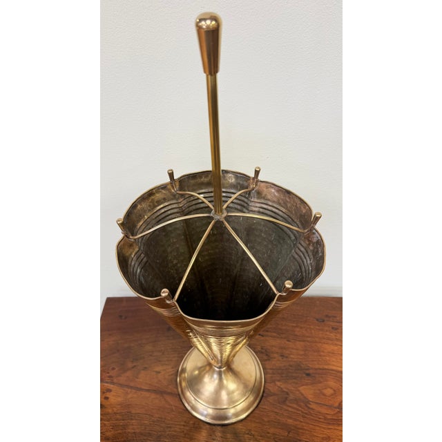 Figurative Vintage Brass Umbrella Stand For Sale - Image 3 of 6