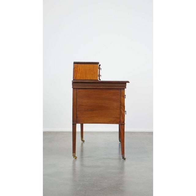 Traditional English Empire Intarsia Inlaid Wood Desk, Late 19th Century For Sale - Image 3 of 12