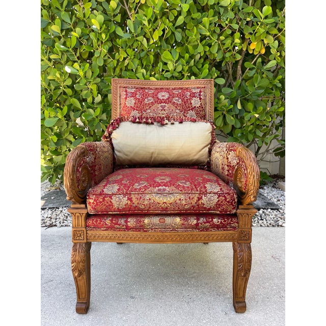 Vintage Sherrill Carved Wood Bergère-Style Accent Armchair – French / Hollywood Regency For Sale - Image 9 of 12