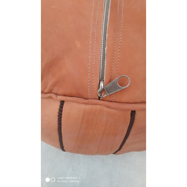 2020s Contemporary Moroccan Leather Pouf Ottoman For Sale - Image 5 of 8