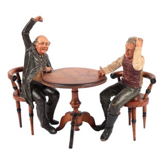 Vintage Folk Art Pub Diorama Bar Figures in Chalkware, 1950s For Sale