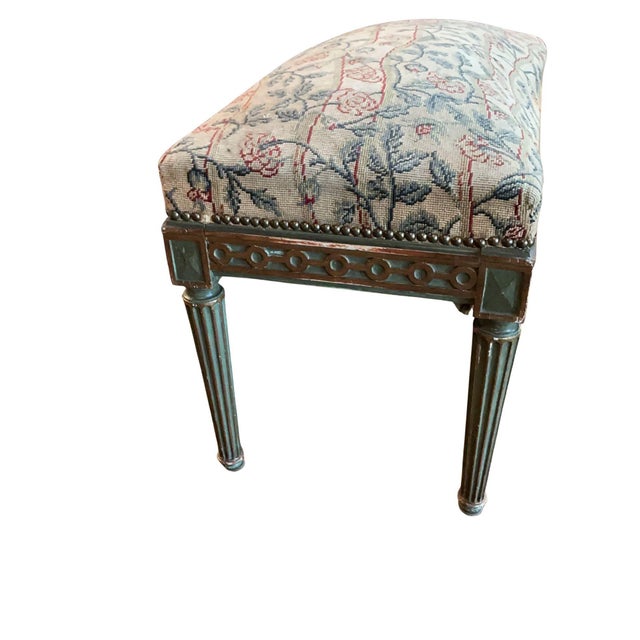 French 19th Century Louis XVI Music Bench With Gilt and Original Tapestry For Sale - Image 3 of 15