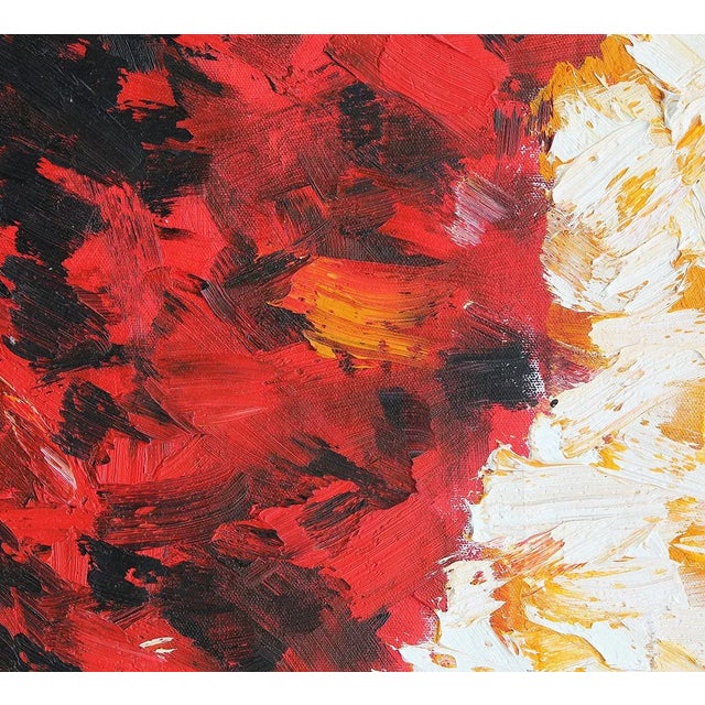 Mid-20th Century Large Black, Red, Orange, and White Abstract Expressionist Painting For Sale - Image 4 of 10