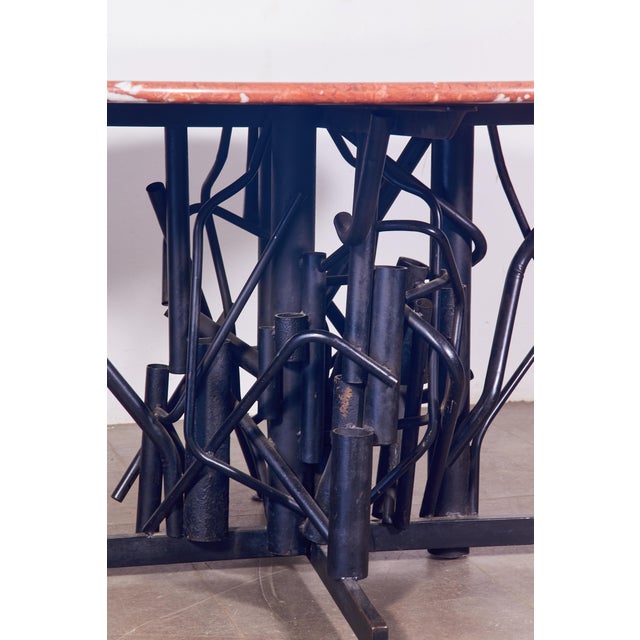 Metal Table with Brutalist Base and Marble Top from Ubaldo Rossi, 1968 For Sale - Image 7 of 12