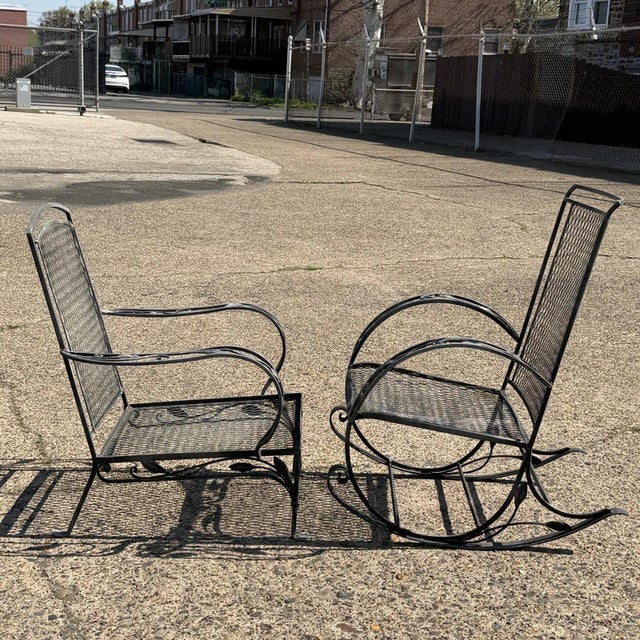 Vintage Salterini Art Nouveau Wrought Iron Garden Patio Sofa Chair Set - 3 PCS For Sale - Image 16 of 18
