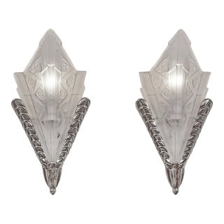 French Art Deco Wall Sconces by Jean Gauthier Ejg 1930 France - A Pair For Sale