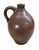 Charming antique American redware whiskey jug, entirely hand-thrown with a warm iron-oxide glaze and classic ovoid body....