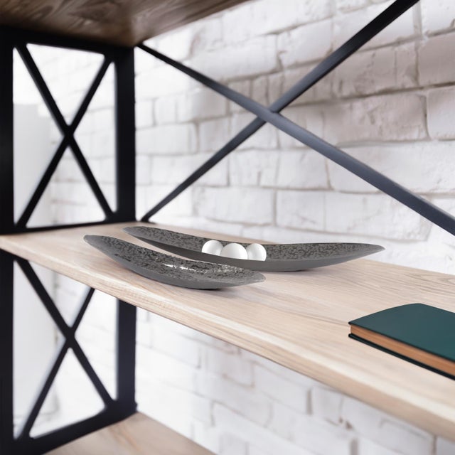 Chiseled Texture Black Iron Elongated Tray- Small For Sale - Image 10 of 10