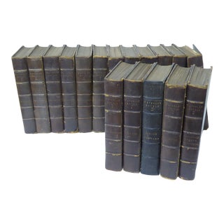 19th Century Collection Worn Leather Books - Set of 17 For Sale
