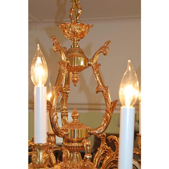Mid 20th Century Italian Gilt Bronze Baroque / Rococo Style 10 Light Chandelier For Sale - Image 13 of 17