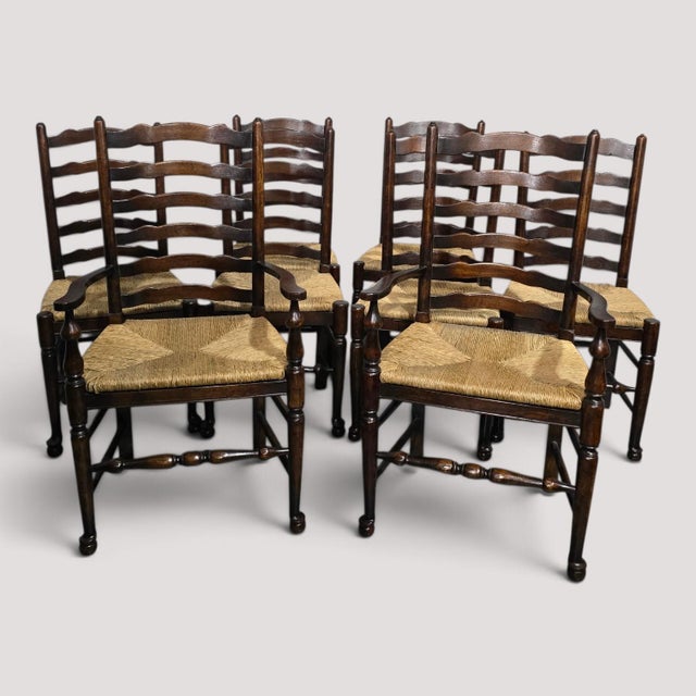 Oak Ladder Backed Dining Chairs, Set of 8 For Sale - Image 15 of 15