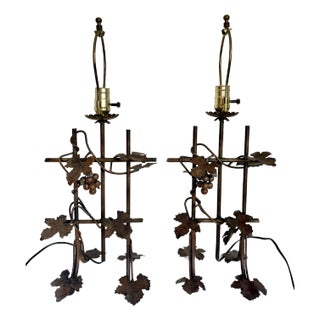 Pair of Iron Metal Grapevine Wine-Inspired Table Lamps For Sale