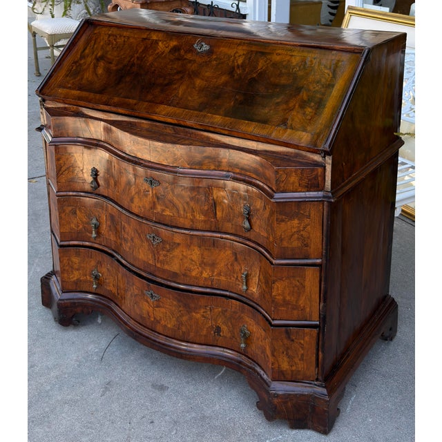 Antique 18th C Burl Walnut Dutch Secretary Desk For Sale - Image 4 of 8