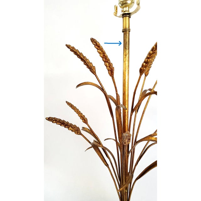 Lamp Restored Italian Tole & Gilt Wheat - 1960s For Sale - Image 14 of 14