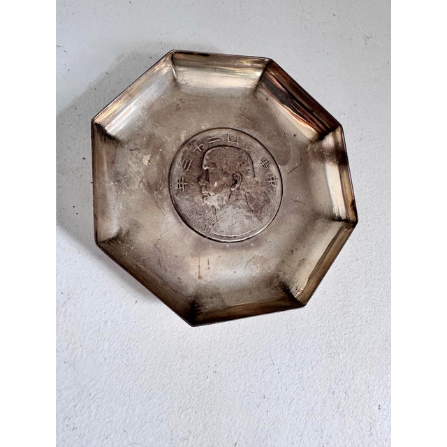 Sterling Silver Antique Export Coin Dish or Trinket Tray. Silver Coin Insert. For Sale - Image 4 of 10