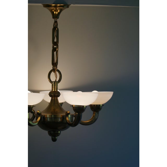 Danish Modern Art Deco Chandelier in Glass & Brass, 1940s For Sale - Image 17 of 18