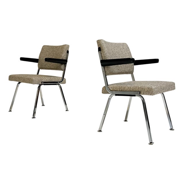 Vintage Gray Upholstered Armchair by Gispen, 1960s For Sale