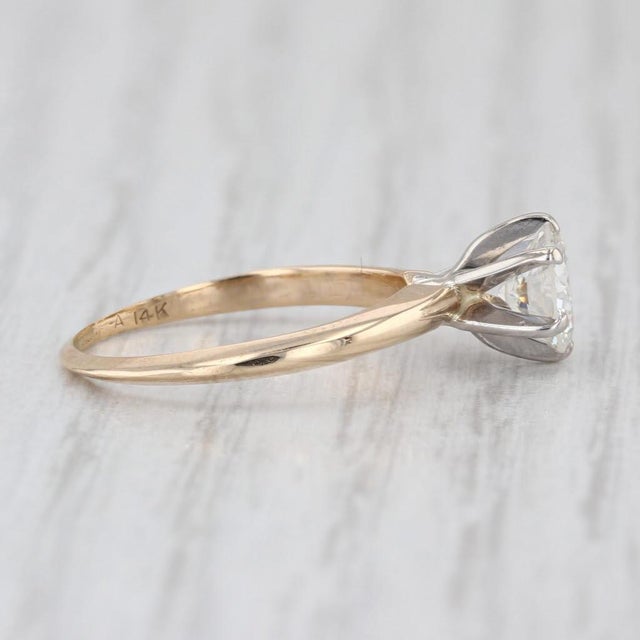 Metal 0.74ct Round Diamond Solitaire Engagement Ring 14k White Yellow Gold Size 4.75 For Sale - Image 7 of 8