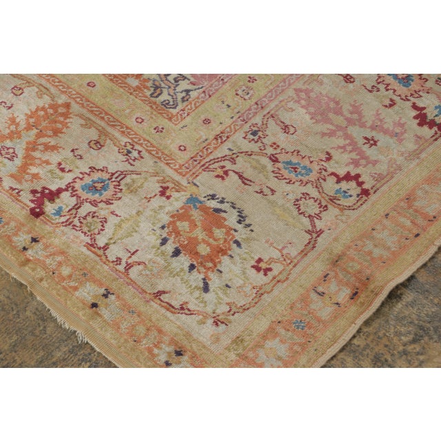 Antique Persian Tabriz in Pink with Geometric Medallion & Florals - Rug & Kilim For Sale - Image 4 of 6