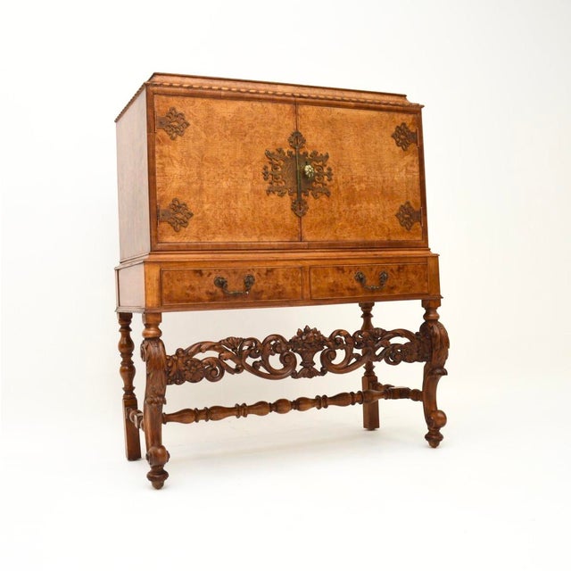 Antique Burr Walnut Cocktail Cabinet, 1920s For Sale - Image 13 of 13